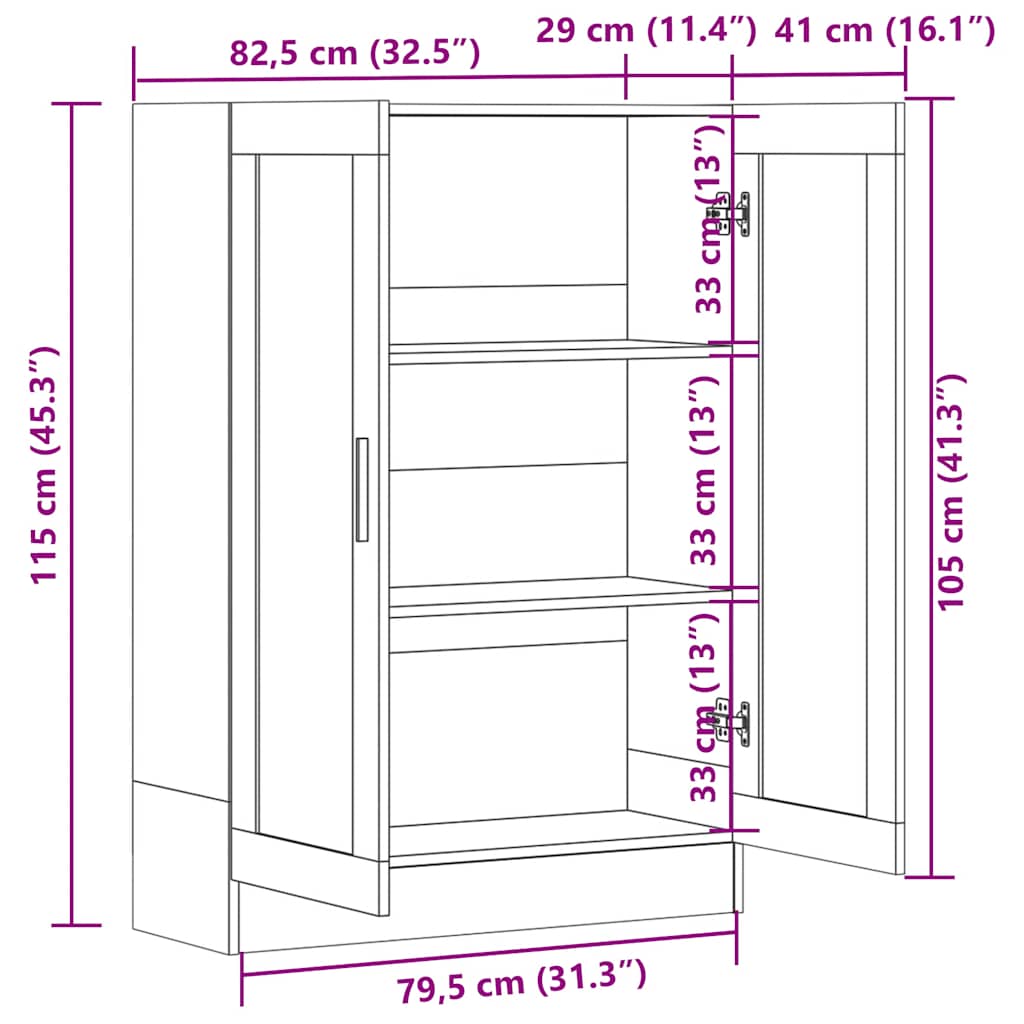 Vitrinenschrank Räuchereiche 82,5x30,5x115 cm Holzwerkstoff