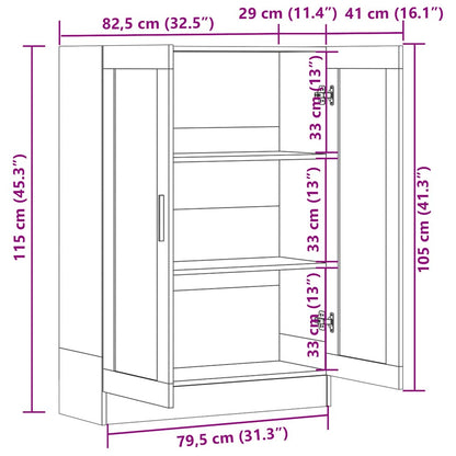 Vitrinenschrank Räuchereiche 82,5x30,5x115 cm Holzwerkstoff