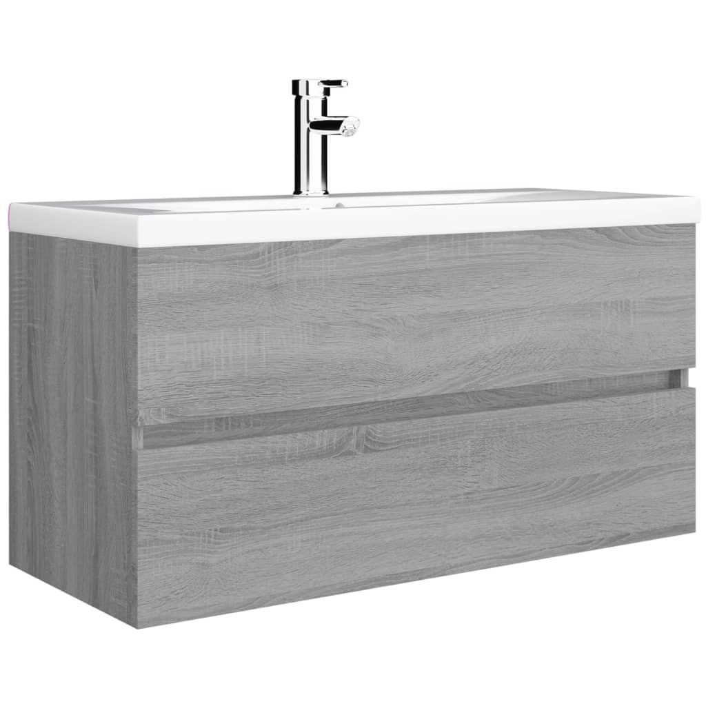 Waschbeckenunterschrank Grau Sonoma 90x38,5x45 cm Holzwerkstoff