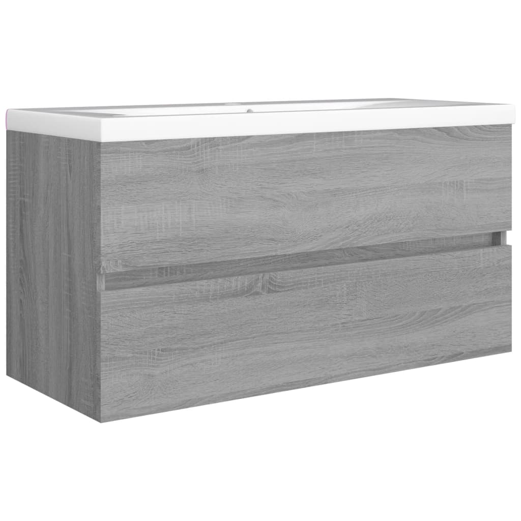 Waschbeckenunterschrank Grau Sonoma 90x38,5x45 cm Holzwerkstoff - Pazzar.ch