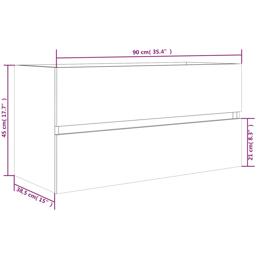 Waschbeckenunterschrank Grau Sonoma 90x38,5x45 cm Holzwerkstoff - Pazzar.ch