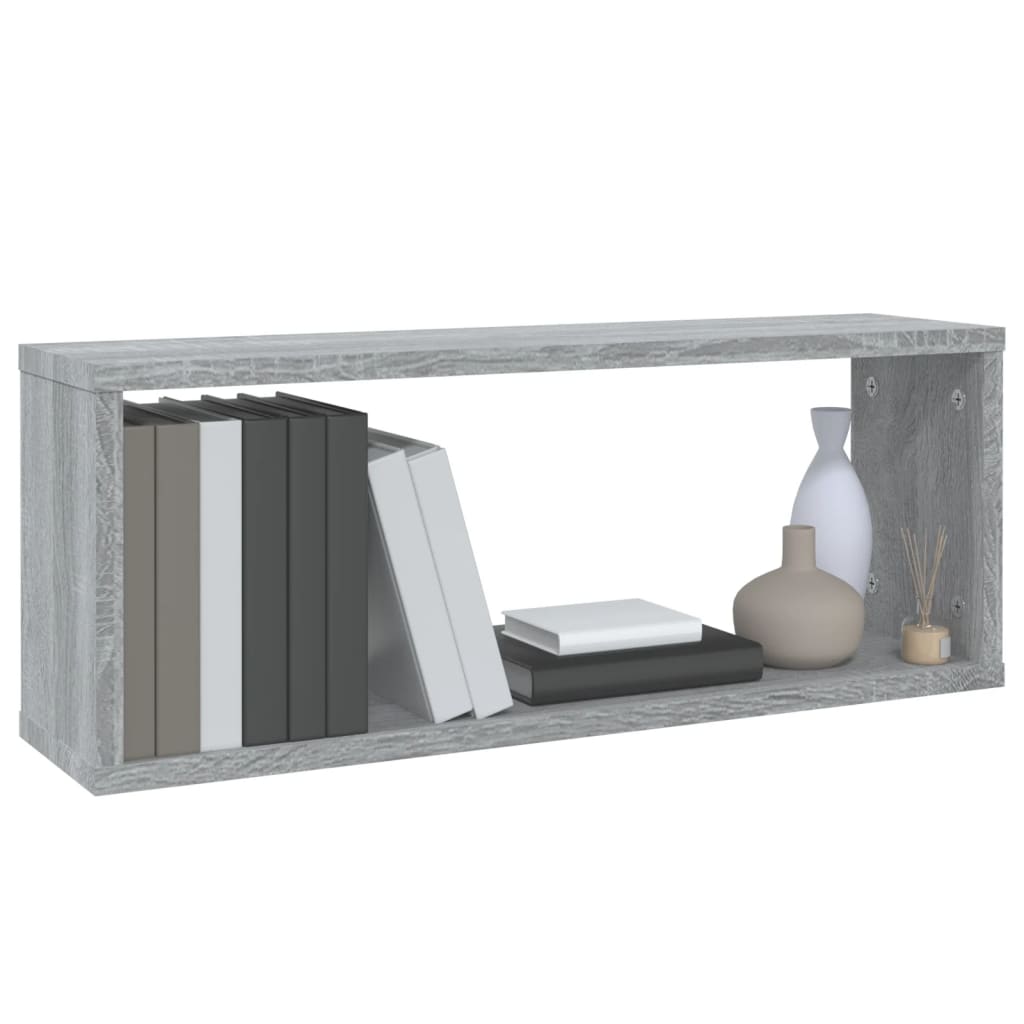 Würfelregale 2 Stk. Grau Sonoma 60x15x23 cm Holzwerkstoff - Pazzar.ch