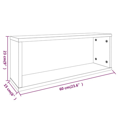 Würfelregale 2 Stk. Grau Sonoma 60x15x23 cm Holzwerkstoff - Pazzar.ch