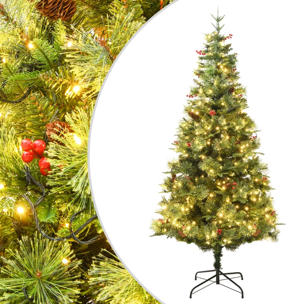 Weihnachtsbaum mit Beleuchtung und Kiefernzapfen Grün 120 cm - Pazzar.ch