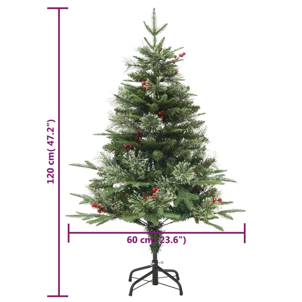 Weihnachtsbaum mit Beleuchtung und Kiefernzapfen Grün 120 cm - Pazzar.ch