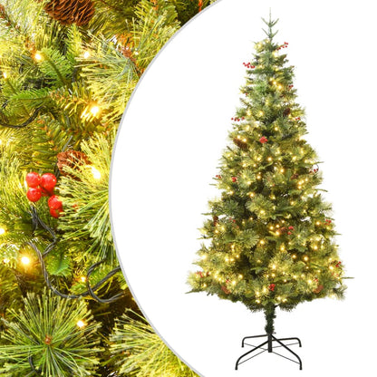 Weihnachtsbaum mit Beleuchtung und Kiefernzapfen Grün 150 cm - Pazzar.ch