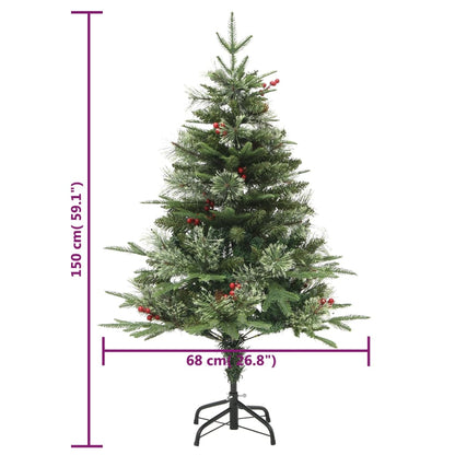 Weihnachtsbaum mit Beleuchtung und Kiefernzapfen Grün 150 cm - Pazzar.ch