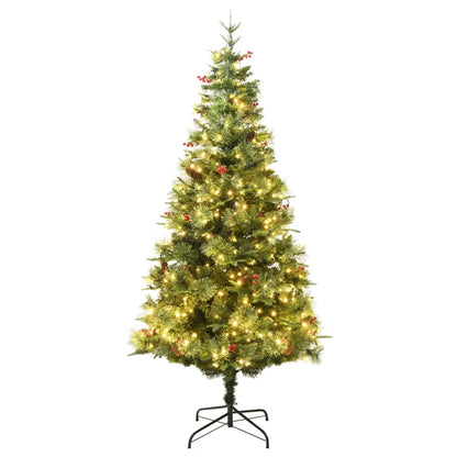 Weihnachtsbaum mit Beleuchtung und Kiefernzapfen Grün 195 cm - Pazzar.ch