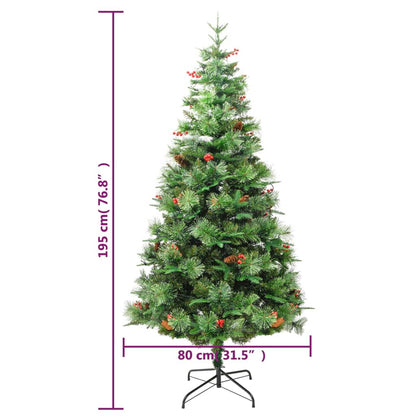 Weihnachtsbaum mit Beleuchtung und Kiefernzapfen Grün 195 cm - Pazzar.ch