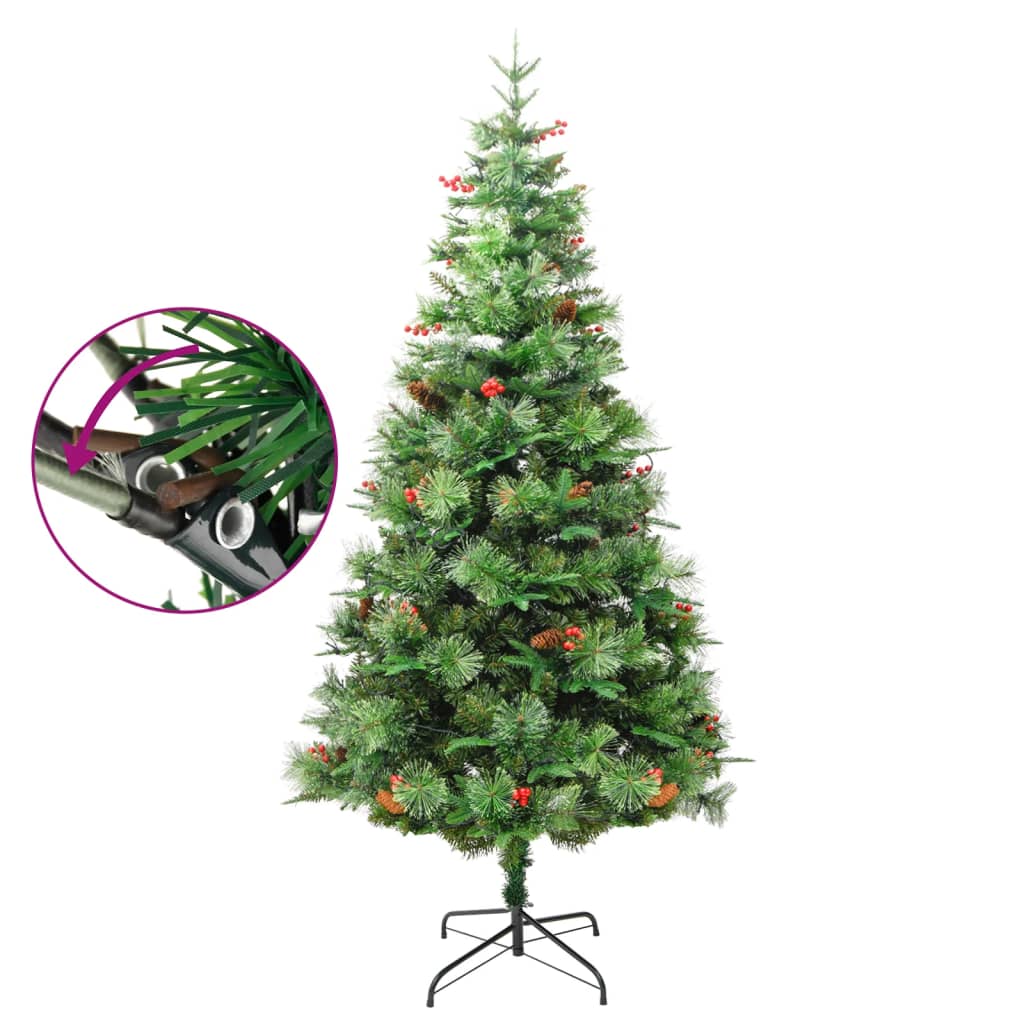 Weihnachtsbaum mit Beleuchtung und Kiefernzapfen Grün 195 cm - Pazzar.ch