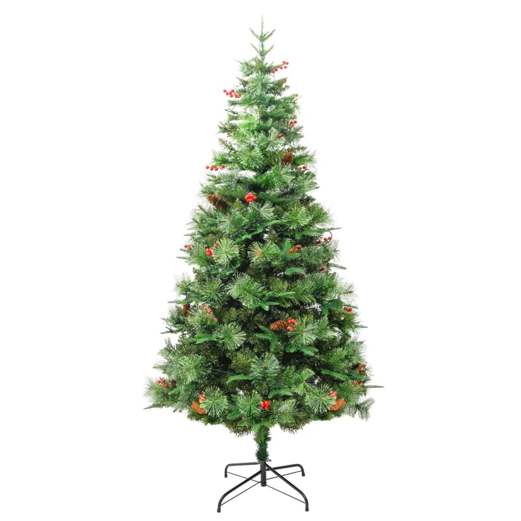 Weihnachtsbaum mit Beleuchtung und Kiefernzapfen Grün 195 cm - Pazzar.ch