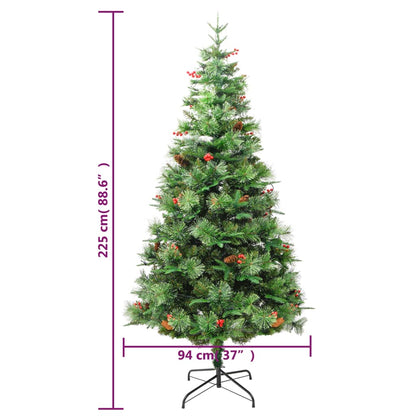 Weihnachtsbaum mit Beleuchtung und Kiefernzapfen Grün 225 cm - Pazzar.ch