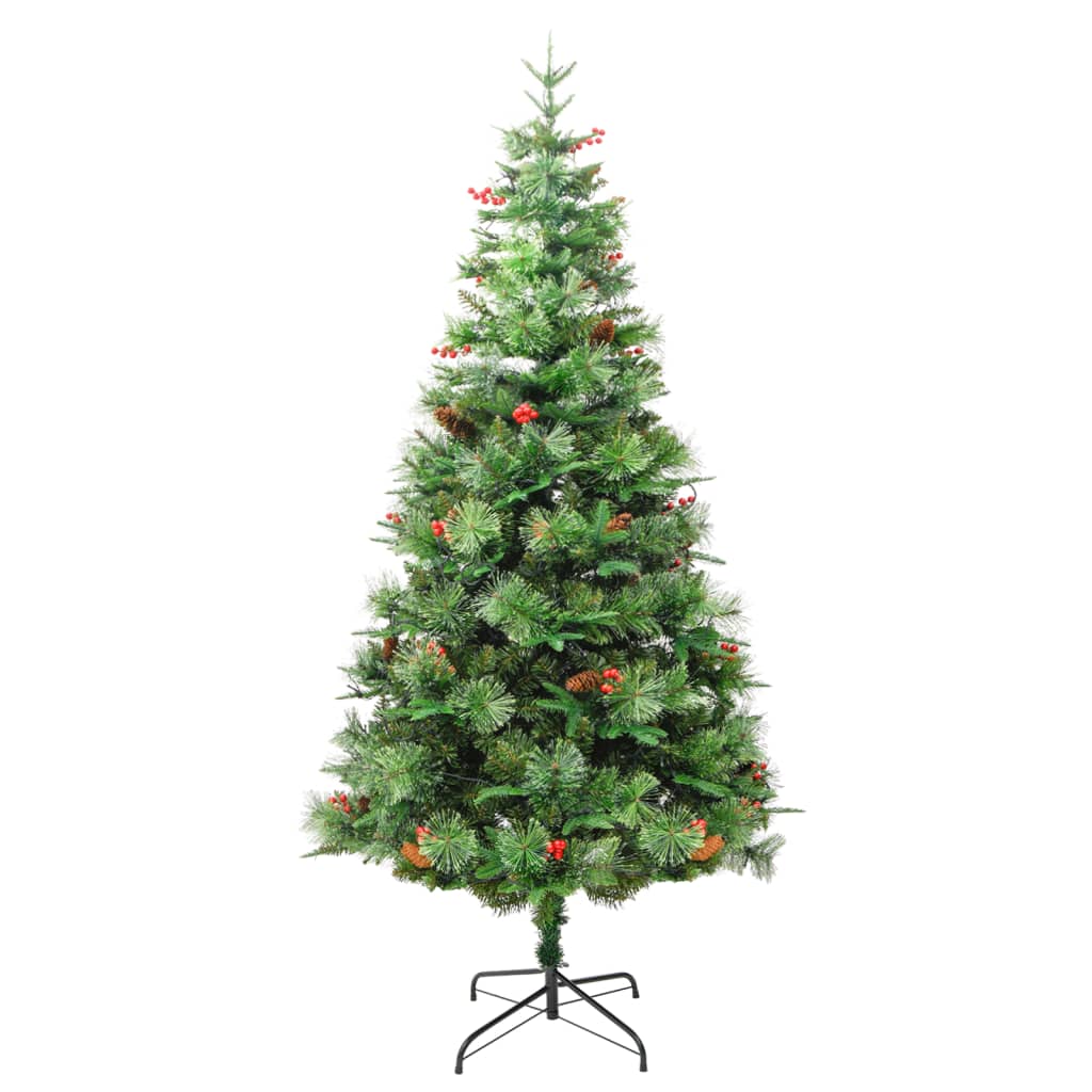 Weihnachtsbaum mit Beleuchtung und Kiefernzapfen Grün 225 cm - Pazzar.ch