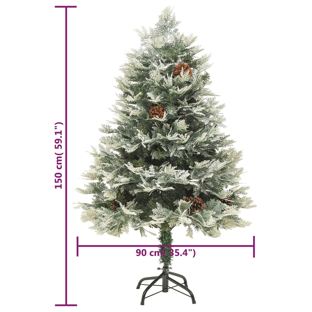 Weihnachtsbaum mit Beleuchtung und Kiefernzapfen Grün 150 cm - Pazzar.ch