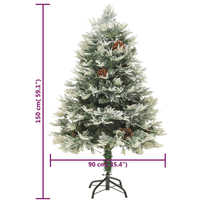 Weihnachtsbaum mit Beleuchtung und Kiefernzapfen Grün 150 cm - Pazzar.ch