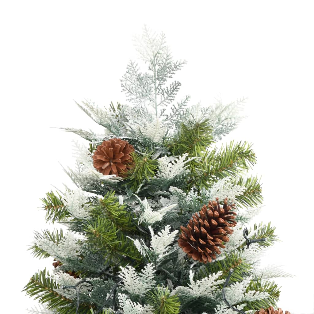 Weihnachtsbaum mit Beleuchtung und Kiefernzapfen Grün 195 cm - Pazzar.ch