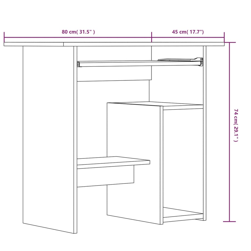 Schreibtisch Grau Sonoma 80x45x74 cm Holzwerkstoff - Pazzar.ch