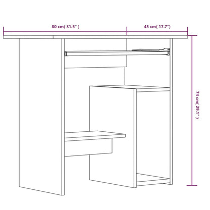 Schreibtisch Grau Sonoma 80x45x74 cm Holzwerkstoff - Pazzar.ch
