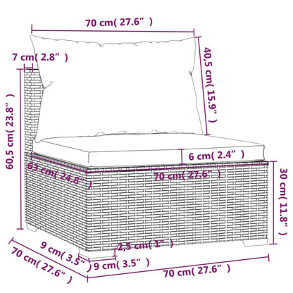 5-tlg. Garten-Lounge-Set mit Kissen Poly Rattan Grau - Pazzar.ch