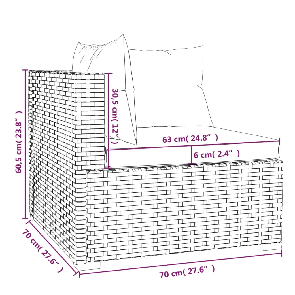 5-tlg. Garten-Lounge-Set mit Kissen Poly Rattan Grau - Pazzar.ch