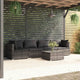 5-tlg. Garten-Lounge-Set mit Kissen Poly Rattan Grau