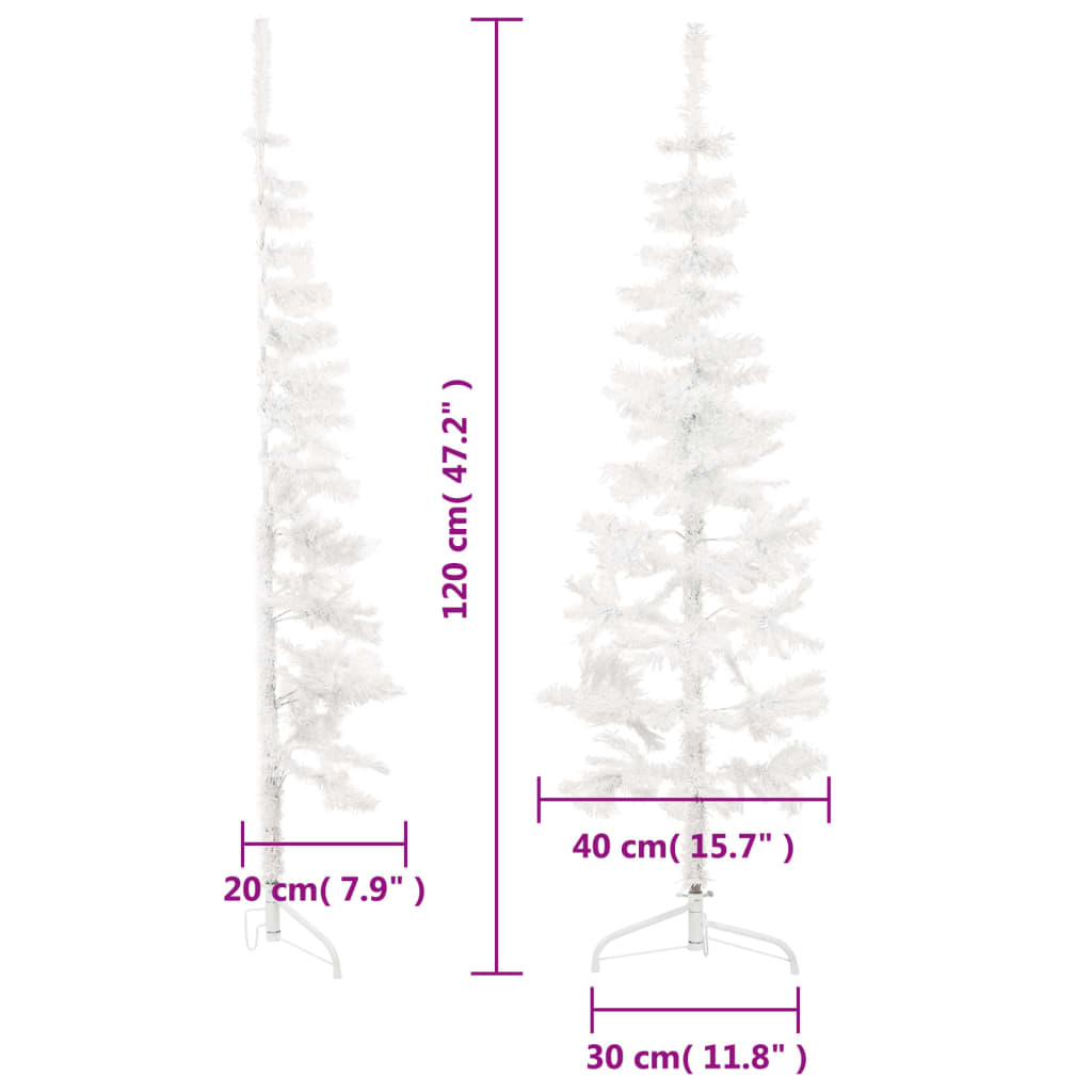 Künstlicher Halb-Weihnachtsbaum mit Ständer Schlank Weiß 120 cm - Pazzar.ch