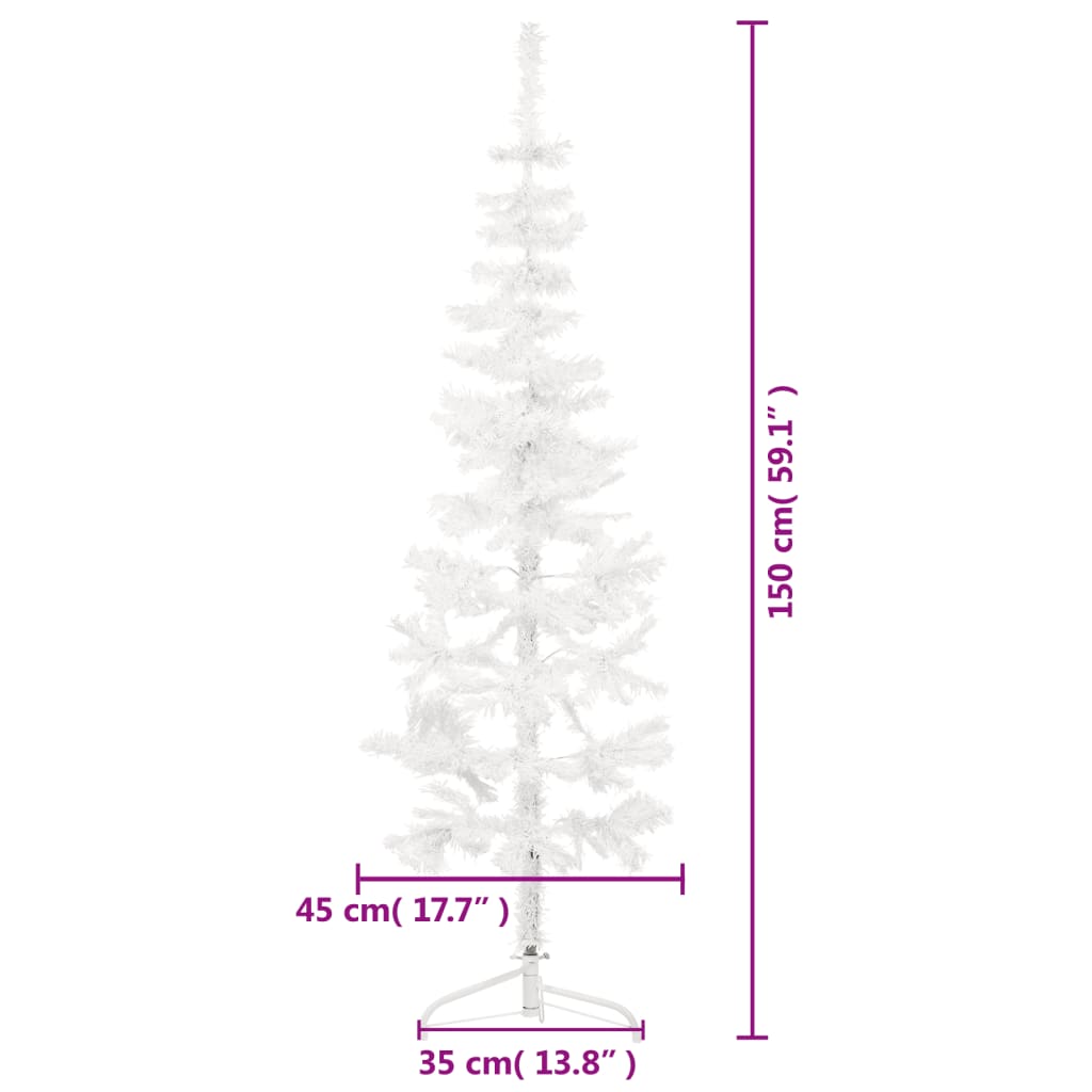 Künstlicher Halb-Weihnachtsbaum mit Ständer Schlank Weiß 150 cm - Pazzar.ch