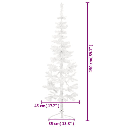 Künstlicher Halb-Weihnachtsbaum mit Ständer Schlank Weiß 150 cm - Pazzar.ch