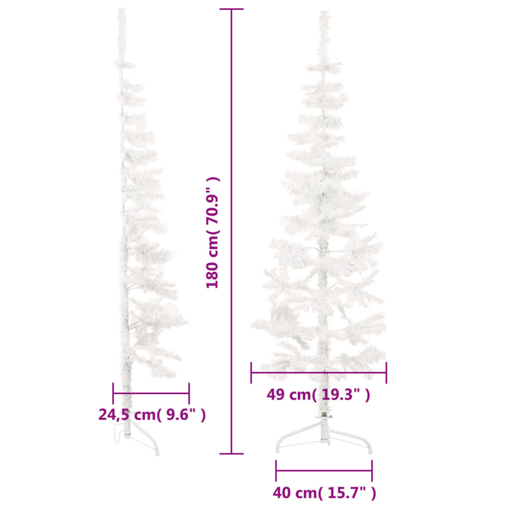 Künstlicher Halb-Weihnachtsbaum mit Ständer Schlank Weiß 180 cm - Pazzar.ch