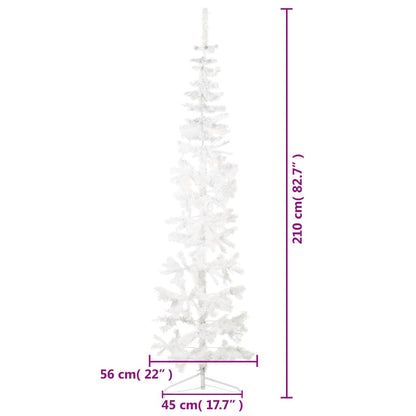 Künstlicher Halb-Weihnachtsbaum mit Ständer Schlank Weiß 210 cm - Pazzar.ch