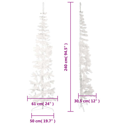 Künstlicher Halb-Weihnachtsbaum mit Ständer Schlank Weiß 240 cm - Pazzar.ch