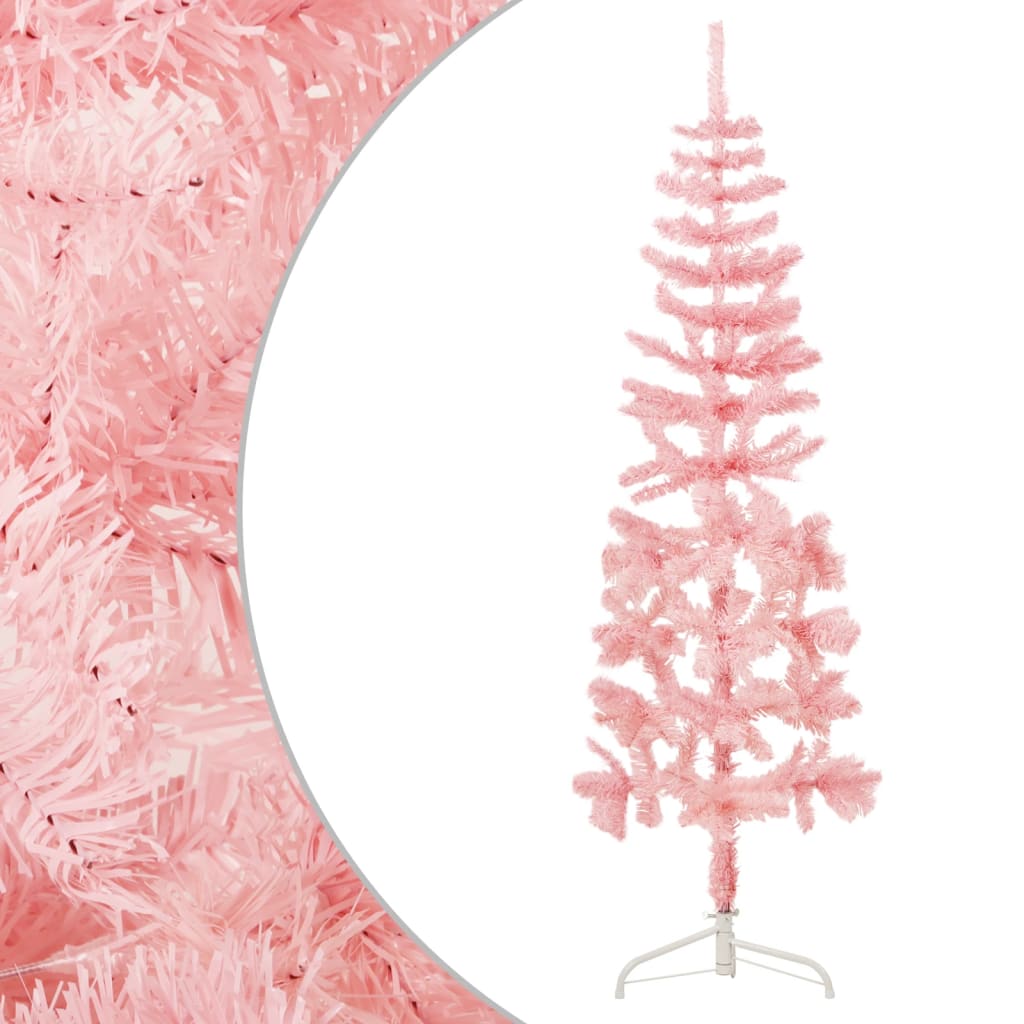 Künstlicher Halb-Weihnachtsbaum mit Ständer Schlank Rosa 150 cm - Pazzar.ch