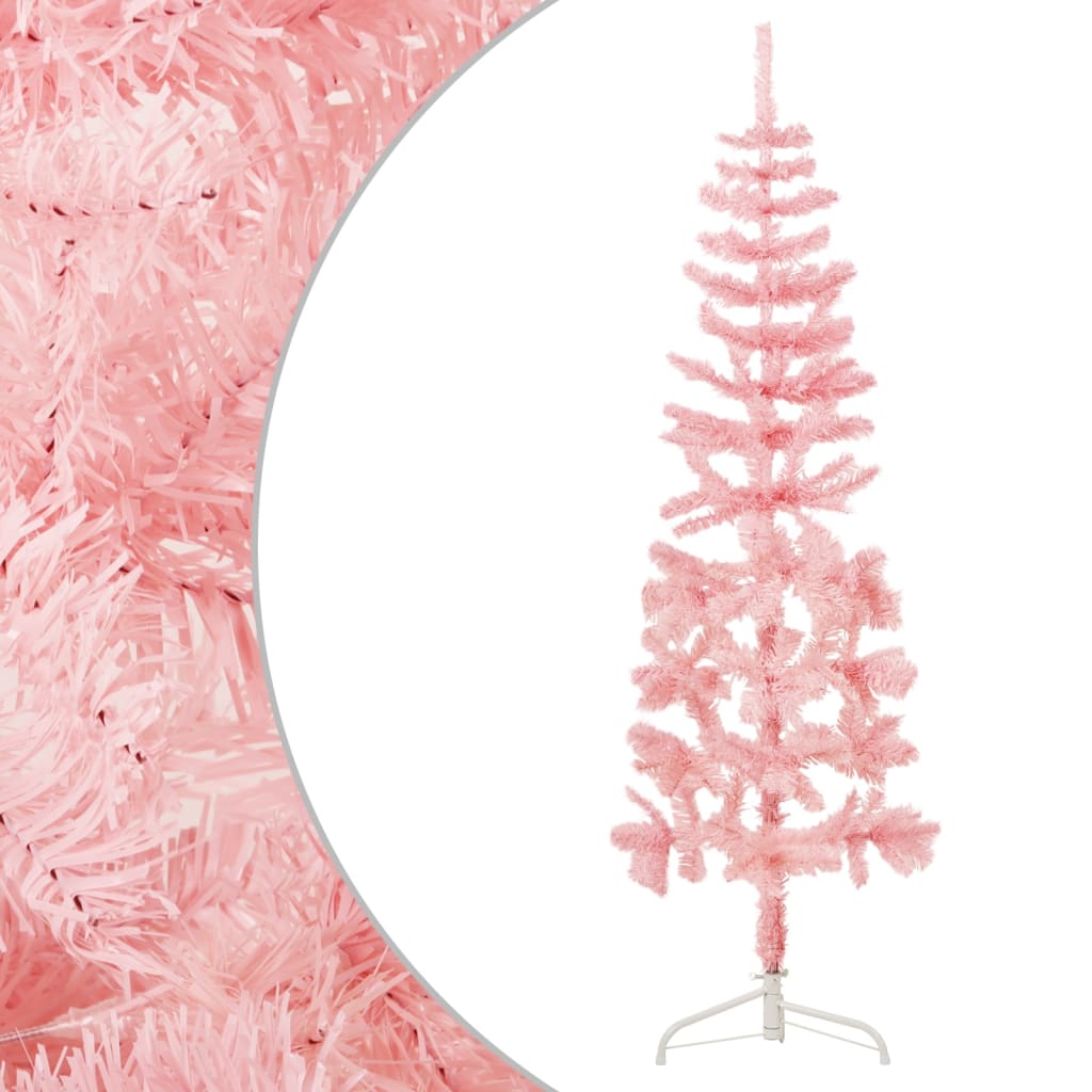 Künstlicher Halb-Weihnachtsbaum mit Ständer Schlank Rosa 180 cm - Pazzar.ch