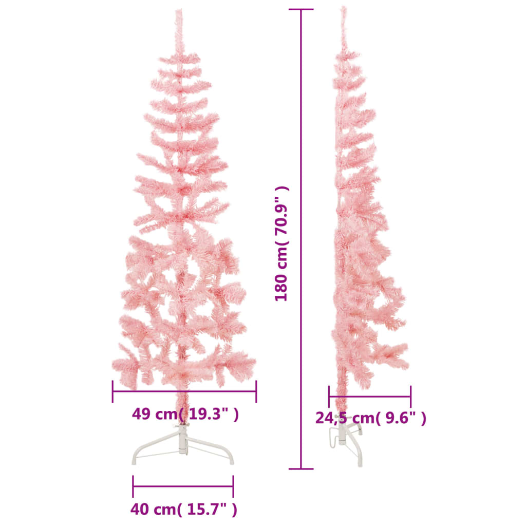 Künstlicher Halb-Weihnachtsbaum mit Ständer Schlank Rosa 180 cm - Pazzar.ch