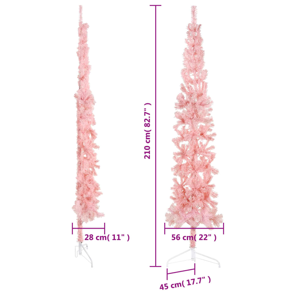 Künstlicher Halb-Weihnachtsbaum mit Ständer Schlank Rosa 210 cm - Pazzar.ch