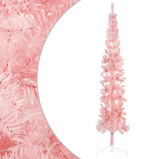 Künstlicher Halb-Weihnachtsbaum mit Ständer Schlank Rosa 240 cm - Pazzar.ch