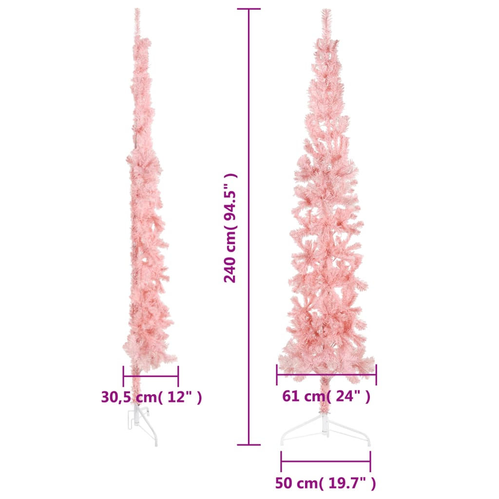 Künstlicher Halb-Weihnachtsbaum mit Ständer Schlank Rosa 240 cm - Pazzar.ch