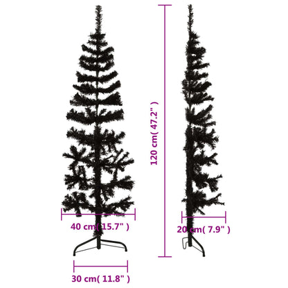 Künstlicher Halb-Weihnachtsbaum Ständer Schlank Schwarz 120 cm - Pazzar.ch