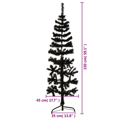 Künstlicher Halb-Weihnachtsbaum Ständer Schlank Schwarz 150 cm - Pazzar.ch