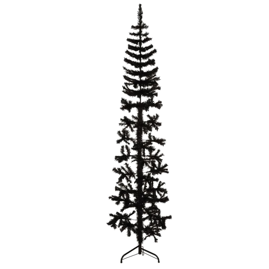 Künstlicher Halb-Weihnachtsbaum Ständer Schlank Schwarz 210 cm - Pazzar.ch