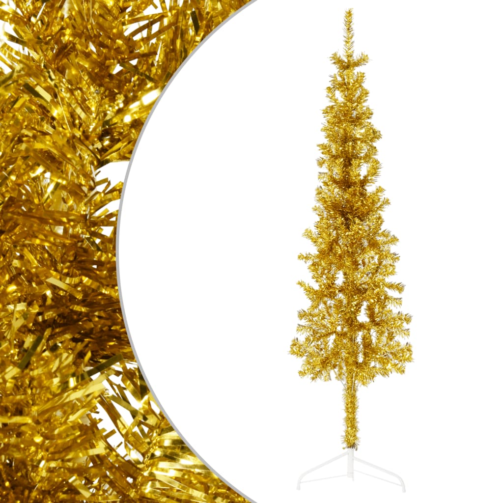 Künstlicher Halb-Weihnachtsbaum mit Ständer Schlank Gold 120 cm - Pazzar.ch