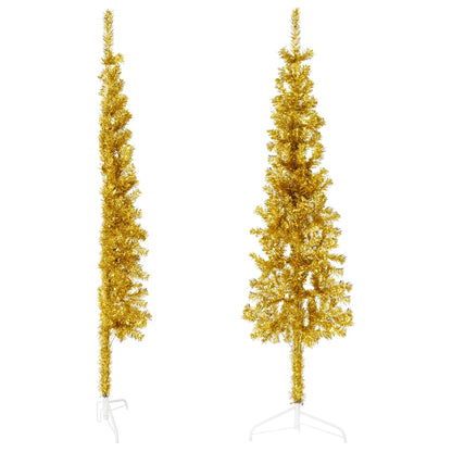 Künstlicher Halb-Weihnachtsbaum mit Ständer Schlank Gold 120 cm - Pazzar.ch