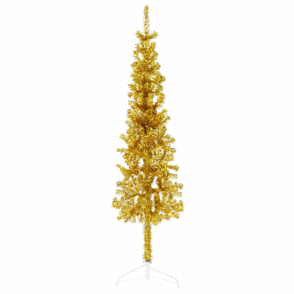 Künstlicher Halb-Weihnachtsbaum mit Ständer Schlank Gold 120 cm - Pazzar.ch