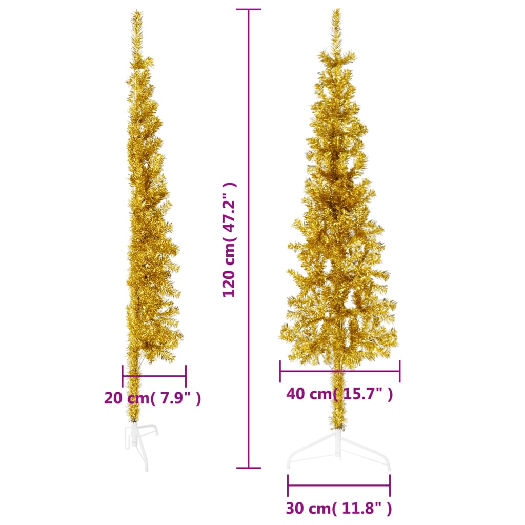 Künstlicher Halb-Weihnachtsbaum mit Ständer Schlank Gold 120 cm - Pazzar.ch