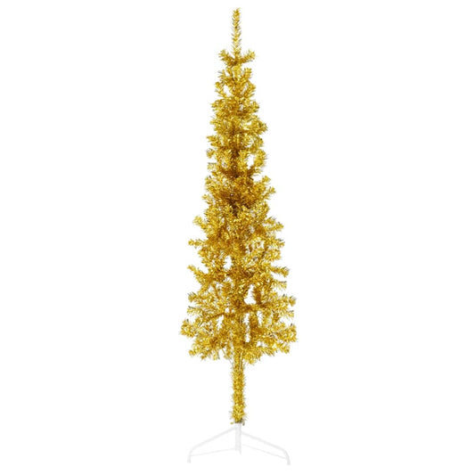 Künstlicher Halb-Weihnachtsbaum mit Ständer Schlank Gold 150 cm - Pazzar.ch