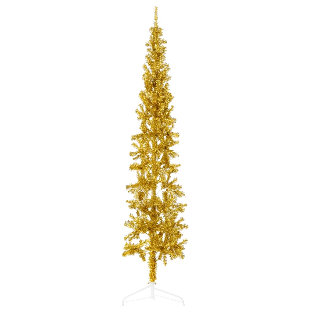 Künstlicher Halb-Weihnachtsbaum mit Ständer Schlank Gold 180 cm - Pazzar.ch