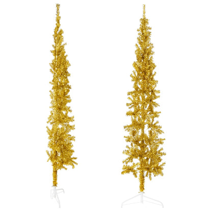 Künstlicher Halb-Weihnachtsbaum mit Ständer Schlank Gold 180 cm - Pazzar.ch