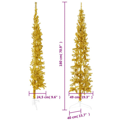 Künstlicher Halb-Weihnachtsbaum mit Ständer Schlank Gold 180 cm - Pazzar.ch