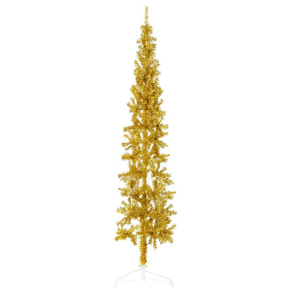 Künstlicher Halb-Weihnachtsbaum mit Ständer Schlank Gold 240 cm - Pazzar.ch