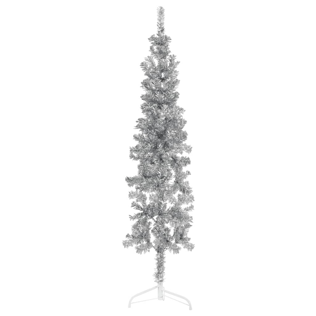 Künstlicher Halb-Weihnachtsbaum Ständer Schlank Silbern 120 cm - Pazzar.ch